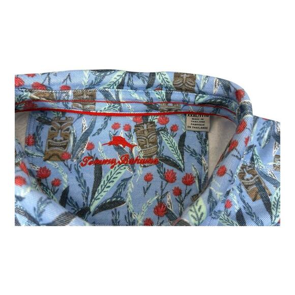 Tommy Bahama Men’s XXXL Nan Tiki Polo Shirt Short Sleeve Infinity Pool Blue Red - Picture 13 of 14